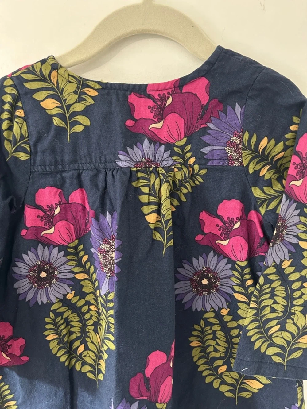 Pink Chicken Dress Girls 3Y Navy Floral Playful Long Sleeve Tunic